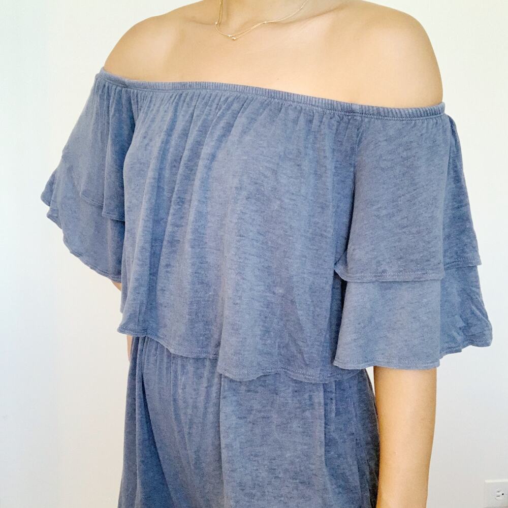 Soprano Off-Shoulder Blue Romper - Picture 2 of 6